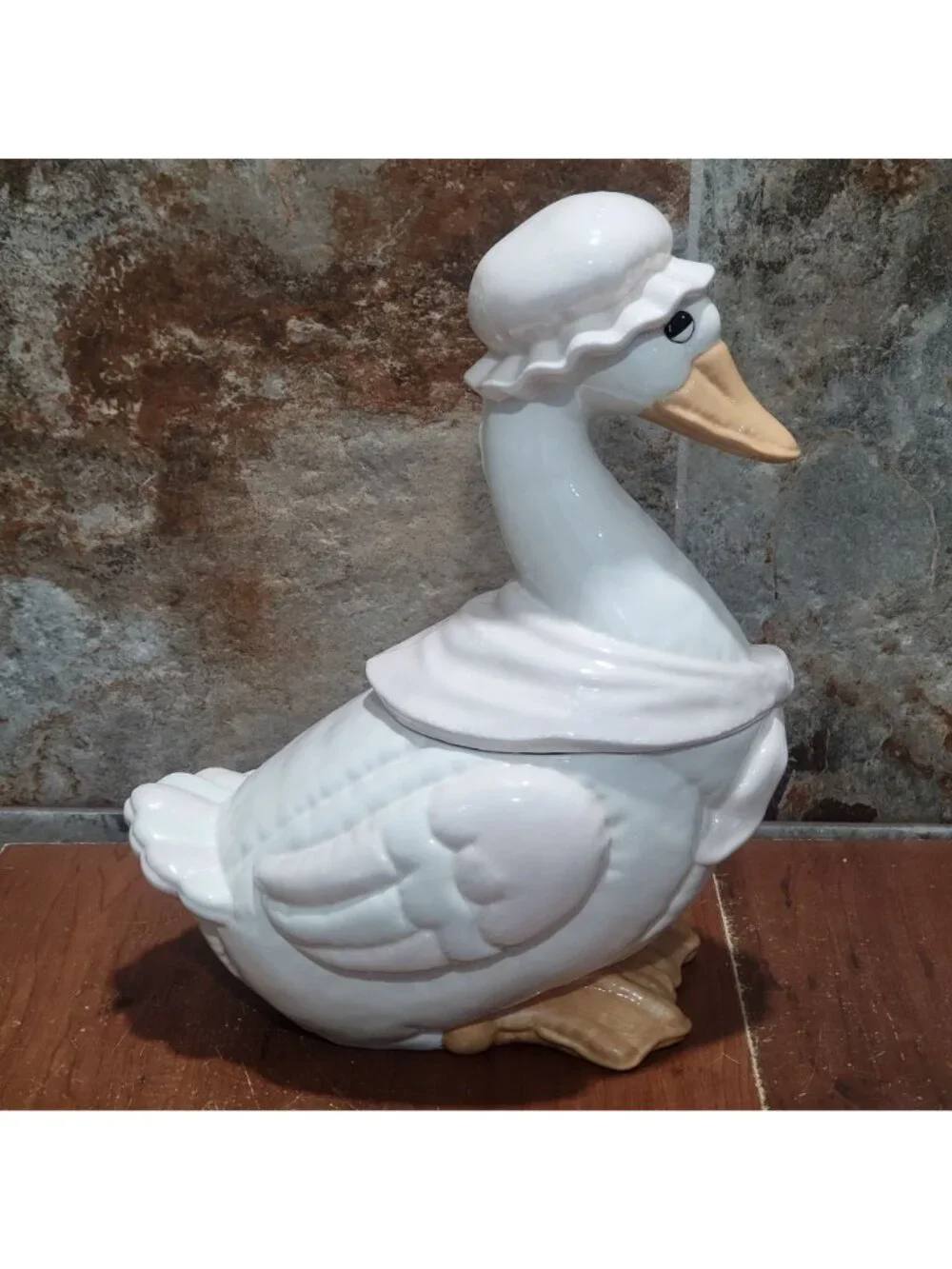Vintage Large Mother Duck Goose Ceramic Cookie Jar